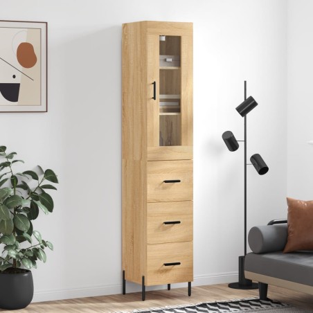 vidaXL Aparador de madera contrachapada roble Sonoma 34,5x34x180 cm