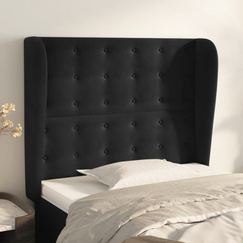 vidaXL Cabecero con orejas de terciopelo negro 83x23x118/128 cm vidaXL Cabecero con orejas de terciopelo negro 83x23x118/128 cm