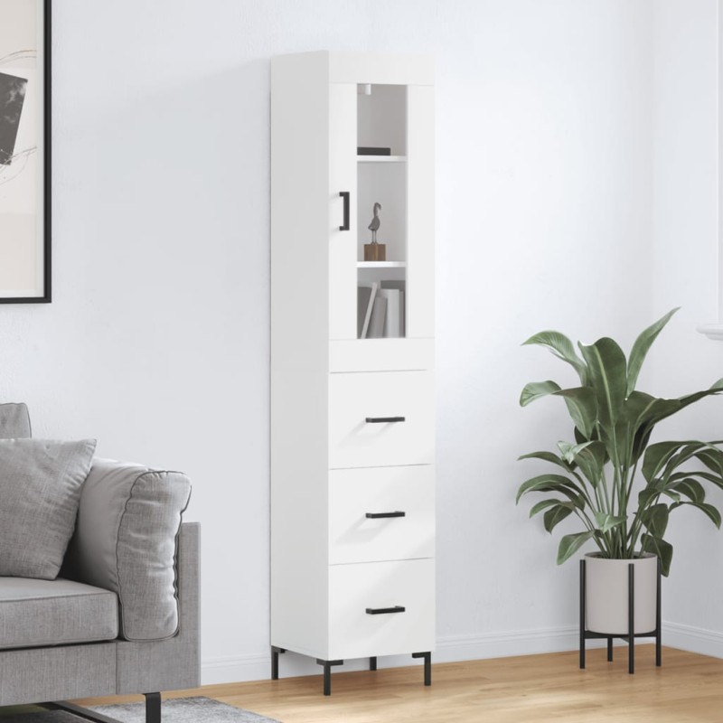 vidaXL Aparador alto madera contrachapada blanco 34,5x34x180 cm vidaXL Aparador alto madera contrachapada blanco 34,5x34x180 cm