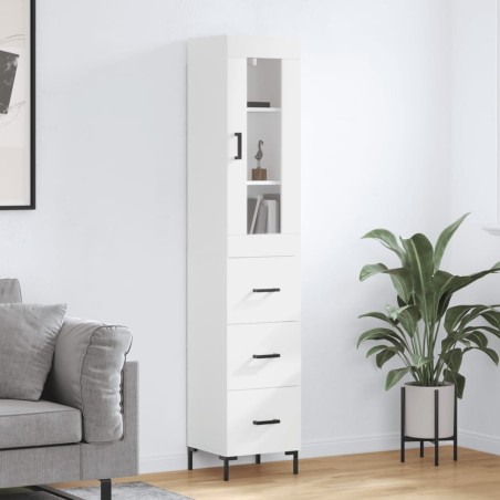 vidaXL Aparador alto madera contrachapada blanco 34,5x34x180 cm