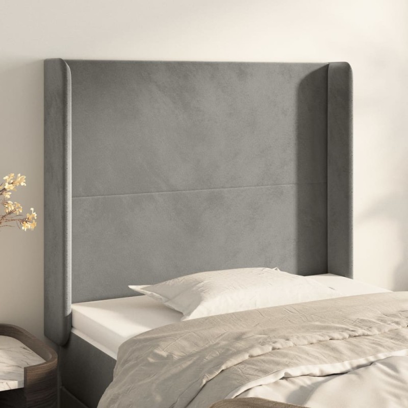 vidaXL Cabecero con orejas de terciopelo gris claro 93x16x118/128 cm vidaXL Cabecero con orejas de terciopelo gris claro 93x16x118/128 cm