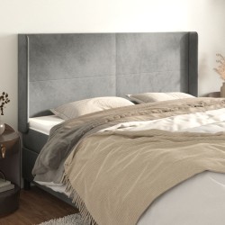 vidaXL Cabecero con orejas de terciopelo gris claro 183x16x118/128 cm