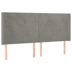 vidaXL Cabecero con orejas de terciopelo gris claro 183x16x118/128 cm