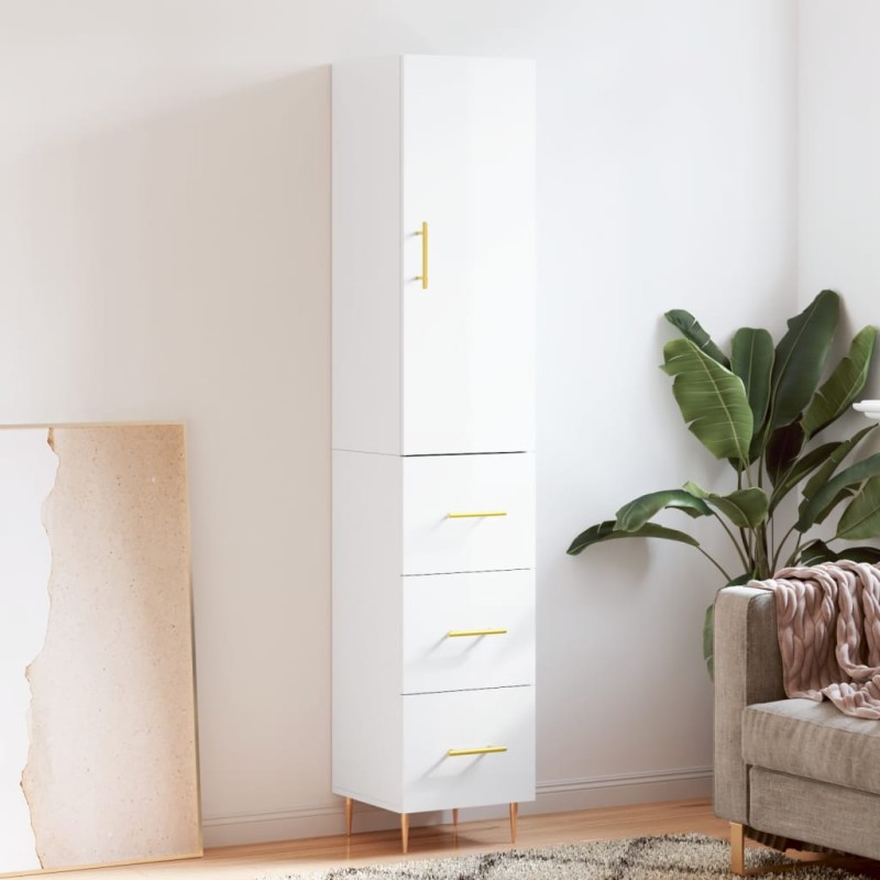 vidaXL Aparador alto madera contrachapada blanco brillo 34,5x34x180 cm vidaXL Aparador alto madera contrachapada blanco brillo 34,5x34x180 cm