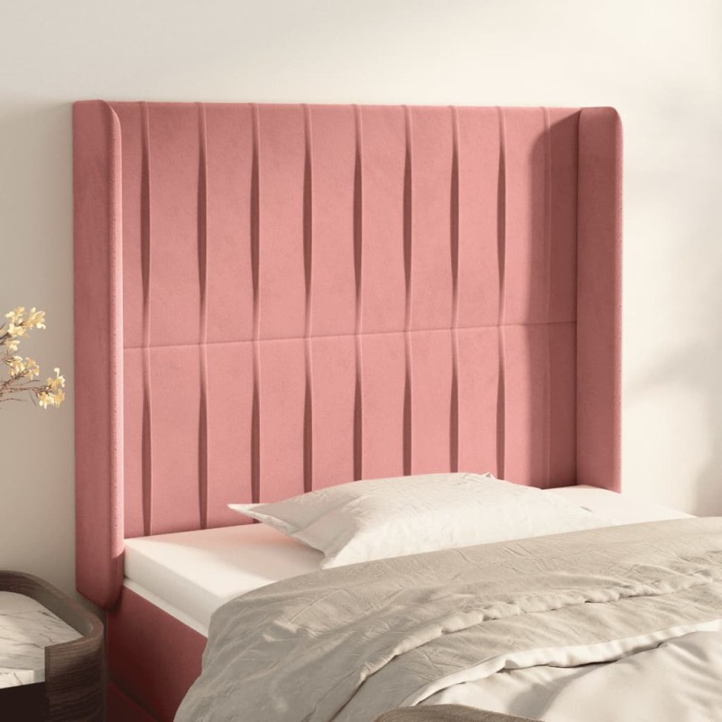 vidaXL Cabecero con orejas de terciopelo rosa 83x16x118/128 cm vidaXL Cabecero con orejas de terciopelo rosa 83x16x118/128 cm