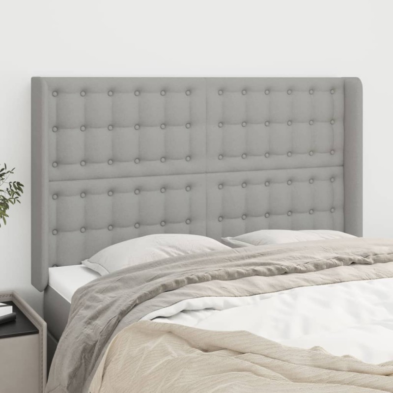 vidaXL Cabecero con orejas de tela gris claro 147x16x118/128 cm vidaXL Cabecero con orejas de tela gris claro 147x16x118/128 cm