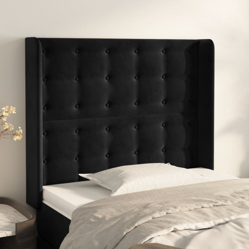 vidaXL Cabecero con orejas de terciopelo negro 93x16x118/128 cm vidaXL Cabecero con orejas de terciopelo negro 93x16x118/128 cm