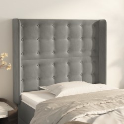 vidaXL Cabecero con orejas de terciopelo gris claro 93x16x118/128 cm