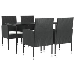 vidaXL Juego de comedor de jardín 5 pzas ratán sintético y acero negro
