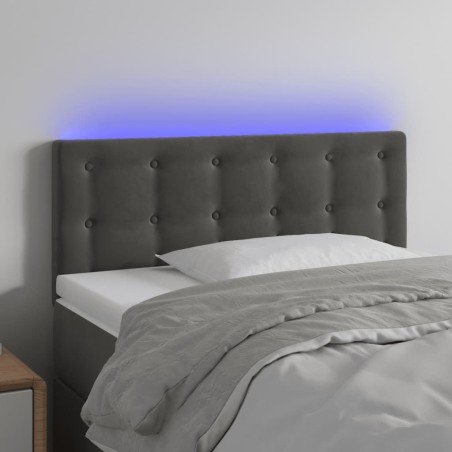 vidaXL Cabecero con LED de terciopelo gris oscuro 90x5x78/88 cm 