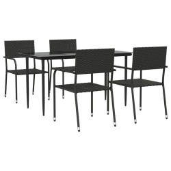 vidaXL Juego de comedor de jardín 5 pzas ratán sintético y acero negro