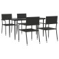 vidaXL Juego de comedor de jardín 5 pzas ratán sintético y acero negro vidaXL Juego de comedor de jardín 5 pzas ratán sintético y acero negro