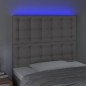 vidaXL Cabecero con luces LED cuero sintético gris 90x5x118/128 cm vidaXL Cabecero con luces LED cuero sintético gris 90x5x118/128 cm