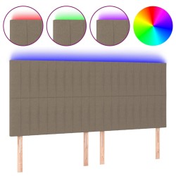 vidaXL Cabecero con luces LED tela gris taupe 180x5x118/128 cm