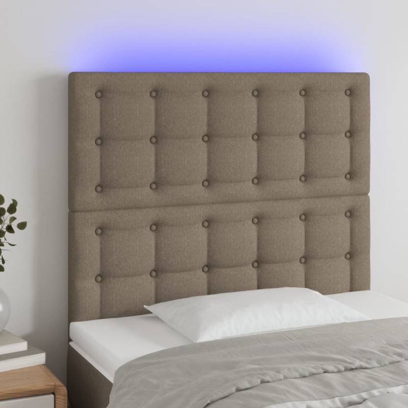 vidaXL Cabecero con luces LED tela gris taupe 80x5x118/128 cm vidaXL Cabecero con luces LED tela gris taupe 80x5x118/128 cm