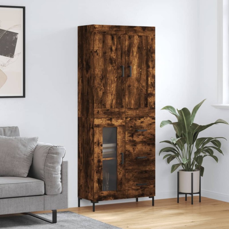 vidaXL Aparador alto madera contrachapada roble ahumado 69,5x34x180 cm vidaXL Aparador alto madera contrachapada roble ahumado 69,5x34x180 cm