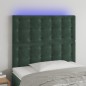 vidaXL Cabecero con luces LED terciopelo verde oscuro 90x5x118/128 cm vidaXL Cabecero con luces LED terciopelo verde oscuro 90x5x118/128 cm