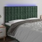 vidaXL Cabecero con luces LED terciopelo verde oscuro 200x5x118/128 cm vidaXL Cabecero con luces LED terciopelo verde oscuro 200x5x118/128 cm