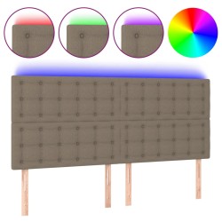 vidaXL Cabecero con luces LED tela gris taupe 180x5x118/128 cm