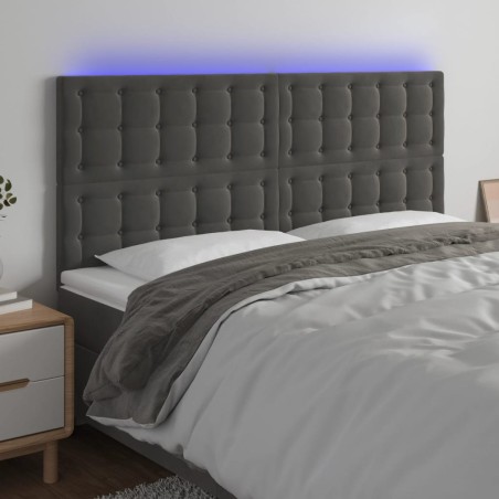 vidaXL Cabecero con luces LED terciopelo gris oscuro 180x5x118/128 cm
