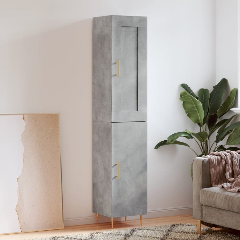 vidaXL Aparador de madera contrachapada gris hormigón 34,5x34x180 cm vidaXL Aparador de madera contrachapada gris hormigón 34,5x34x180 cm