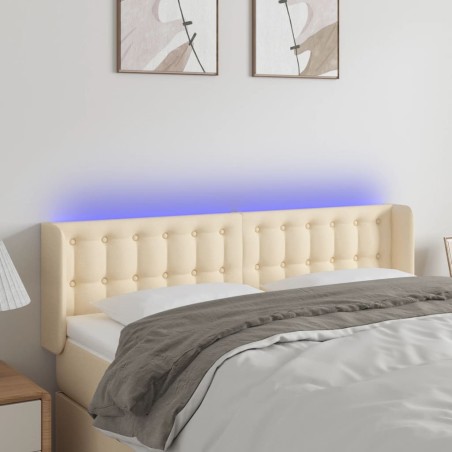 vidaXL Cabecero con LED de tela crema 147x16x78/88 cm