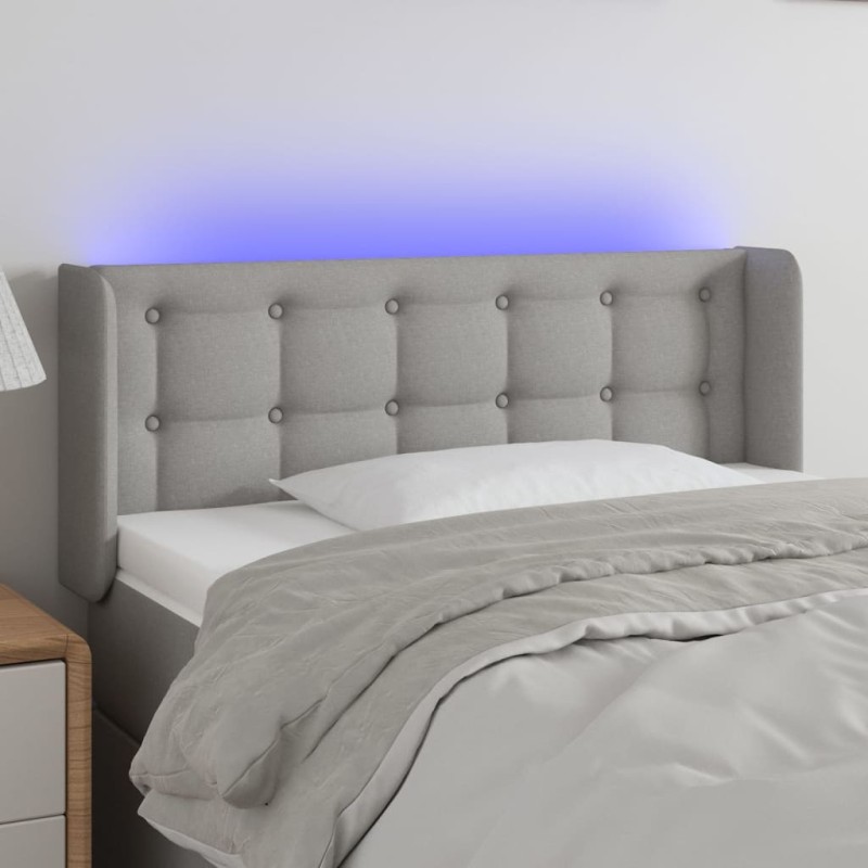 vidaXL Cabecero con LED de tela gris claro 93x16x78/88 cm vidaXL Cabecero con LED de tela gris claro 93x16x78/88 cm