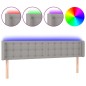 vidaXL Cabecero con LED de tela gris claro 183x16x78/88 cm
