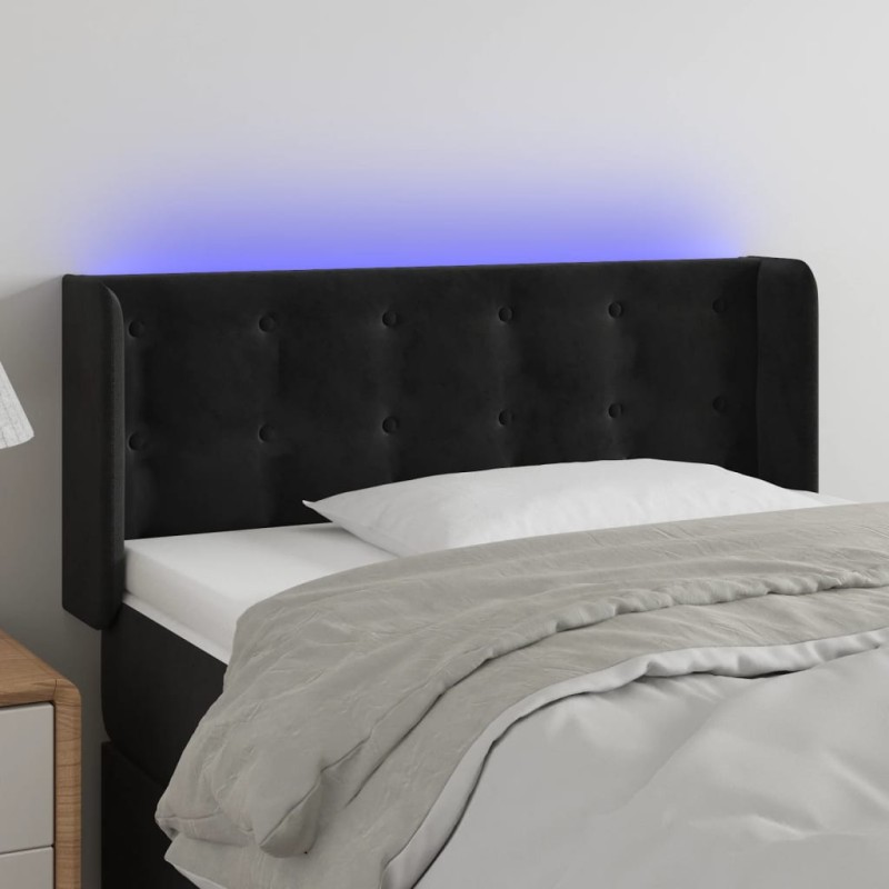 vidaXL Cabecero con LED de terciopelo negro 93x16x78/88 cm vidaXL Cabecero con LED de terciopelo negro 93x16x78/88 cm