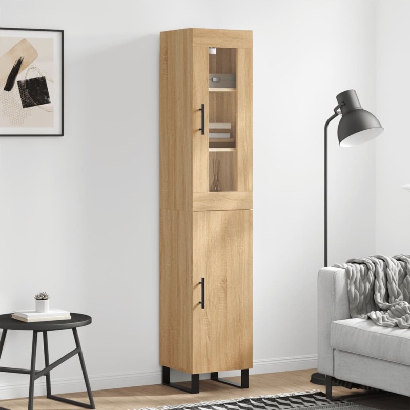 vidaXL Aparador de madera contrachapada roble Sonoma 34,5x34x180 cm vidaXL Aparador de madera contrachapada roble Sonoma 34,5x34x180 cm