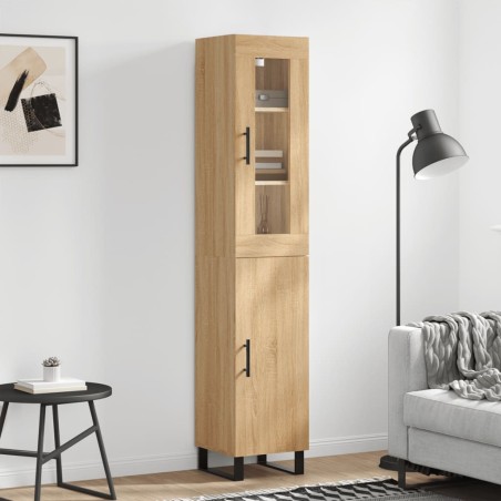 vidaXL Aparador de madera contrachapada roble Sonoma 34,5x34x180 cm