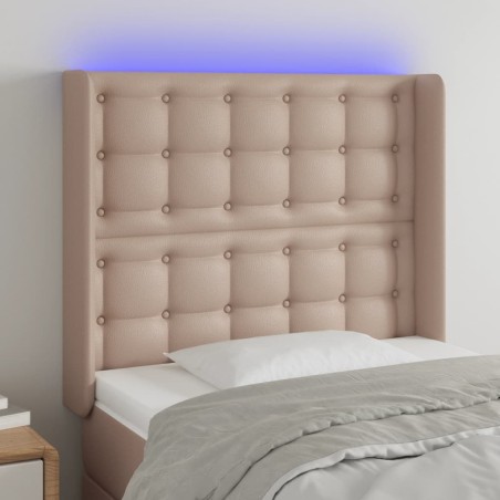 vidaXL Cabecero con LED cuero sintético capuchino 83x16x118/128 cm