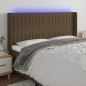 vidaXL Cabecero con LED de tela marrón oscuro 203x16x118/128 cm vidaXL Cabecero con LED de tela marrón oscuro 203x16x118/128 cm