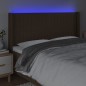 vidaXL Cabecero con LED de tela marrón oscuro 203x16x118/128 cm vidaXL Cabecero con LED de tela marrón oscuro 203x16x118/128 cm