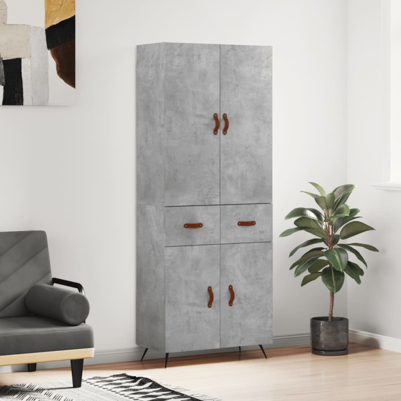vidaXL Aparador alto madera contrachapada gris hormigón 69,5x34x180 cm vidaXL Aparador alto madera contrachapada gris hormigón 69,5x34x180 cm