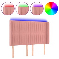 vidaXL Cabecero con LED de terciopelo rosa 147x16x118/128 cm