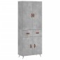 vidaXL Aparador alto madera contrachapada gris hormigón 69,5x34x180 cm vidaXL Aparador alto madera contrachapada gris hormigón 69,5x34x180 cm