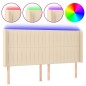 vidaXL Cabecero con LED de tela color crema 203x16x118/128 cm vidaXL Cabecero con LED de tela color crema 203x16x118/128 cm