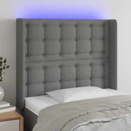 vidaXL Cabecero con LED de tela gris oscuro 83x16x118/128 cm