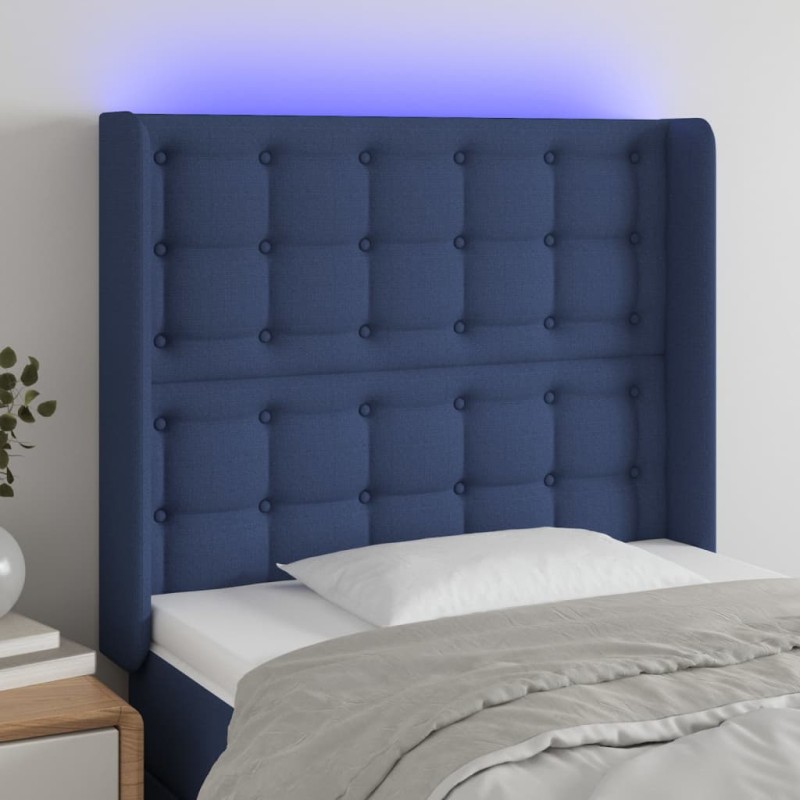 vidaXL Cabecero con LED de tela azul 83x16x118/128 cm vidaXL Cabecero con LED de tela azul 83x16x118/128 cm