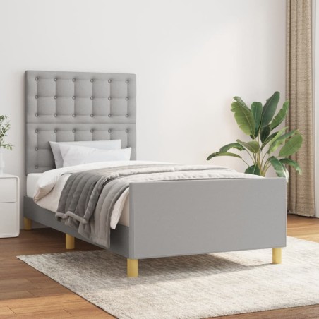 vidaXL Estructura de cama con cabecero de tela gris claro 100x200 cm