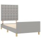 vidaXL Estructura de cama con cabecero de tela gris claro 100x200 cm
