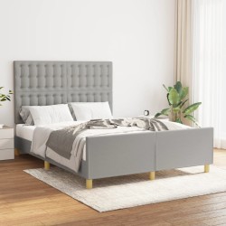 vidaXL Estructura de cama con cabecero de tela gris claro 140x200 cm