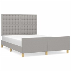 vidaXL Estructura de cama con cabecero de tela gris claro 140x200 cm
