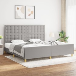 vidaXL Estructura de cama con cabecero de tela gris claro 200x200 cm