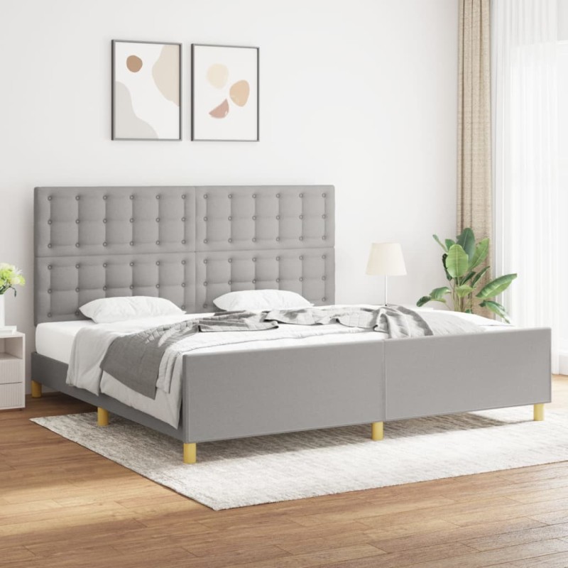 vidaXL Estructura de cama con cabecero de tela gris claro 200x200 cm vidaXL Estructura de cama con cabecero de tela gris claro 200x200 cm