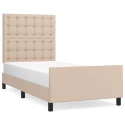 vidaXL Estructura de cama cabecero cuero sintético capuchino 80x200cm