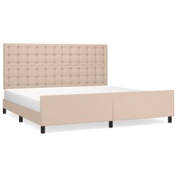 vidaXL Estructura de cama cabecero cuero sintético capuchino 200x200cm