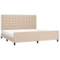 vidaXL Estructura de cama cabecero cuero sintético capuchino 200x200cm vidaXL Estructura de cama cabecero cuero sintético capuchino 200x200cm