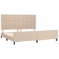 vidaXL Estructura de cama cabecero cuero sintético capuchino 200x200cm vidaXL Estructura de cama cabecero cuero sintético capuchino 200x200cm